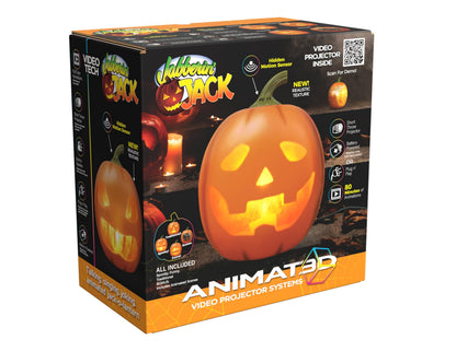 ANIMAT3D Jabberin' Jack Motion Sensor 12 Inch XL Talking Animated Orange Pumpkin with Built in Video Projector and Speaker Includes 80 Minutes of Content