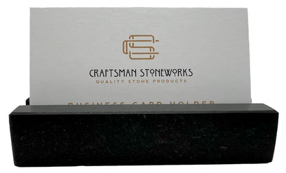 Craftsman Stoneworks Business Card Holder for Desk - Honed Black Absolute Granite Display for Cards, Desktop Business Card Stand for Home or Office. Handmade in California.
