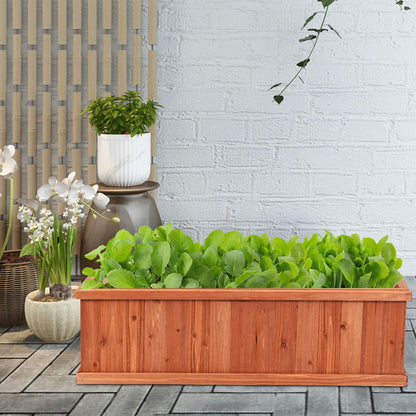 LDAILY Raised Garden Bed, Outdoor Rectangle Flower Beds with Bottom Panels & 2 Drainage Holes, Wood Planter Box for Flowers/Vegetables/Fruits in Backyard Patio (40" L x 12’’ W x 12’’ H)