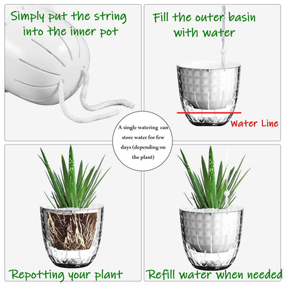 Etvski Self Watering Pots for Indoor Plants, Flower Pots, Self Watering Plant Pot-6pcs 4inch Clear