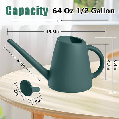 TEIUKAX Indoor and Outdoor Watering Can - Long Spout -1/2 Gallon (64oz) - Blackish Green