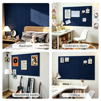 G Gamit 0.47" Thick Felt Pin Board 36"x24" Large Cork Board Alternative 6 Pack 11.81"x11.81"Felt Bulletin Board Wall Tiles Notice Board with 30 Pushpins for Home Office School(Fine-Dark Blue)