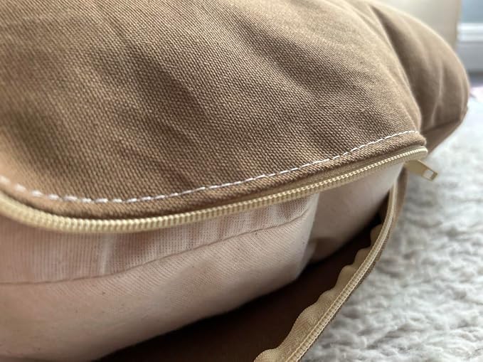 Round 100% Cotton Canvas Dog Bed Cover: Washable, Durable, Eco-Friendly, Multiple Colors, XS-XXL, Made in USA (Medium Brown, X Large 42 Inches)