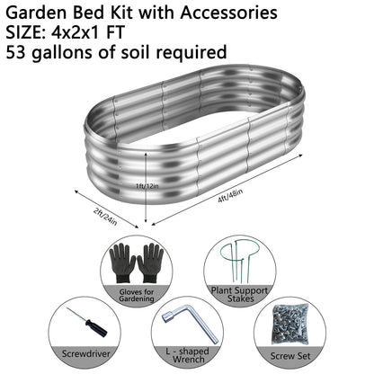 ZFHgarden Galvanized Metal Planter Raised Garden Bed Kit for Gardening Outdoor，4x2x1ft 2 Planter Grow Garden Box Raised Flower Bed，Long Vegetable Clearance Herb Raised Garden Beds for Gardening Metal