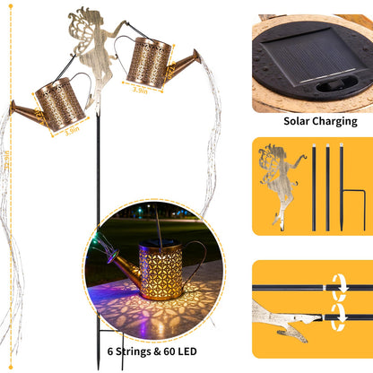 SRNPMIU Solar Watering Can Light - Solar Yard Decorations Outdoor,Garden Decor Lights for Yard,IP65 Waterproof Hanging Lantern Lights,Outside Garden Flower Bed Decor Light for Moms Birthday 2PCS