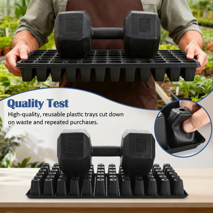 1020 Trays with Grow Light and 6.3" Humidity Dome - 4 Pack Heavy Duty Seed Trays with 72 Cell Plug Trays, Germination Kit with Timer and Dimmable LED - Reusable Plant Propagation Box for Gardening