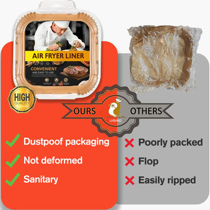 Air Fryer Liners Disposable 9 Inch, 9 inch Air Fryer Liners 125 Pcs Large Square Air Fryer Paper Liners for 5QT 6qt 8QT Air Fryer, Non-stick Parchment Paper for Frying, Baking