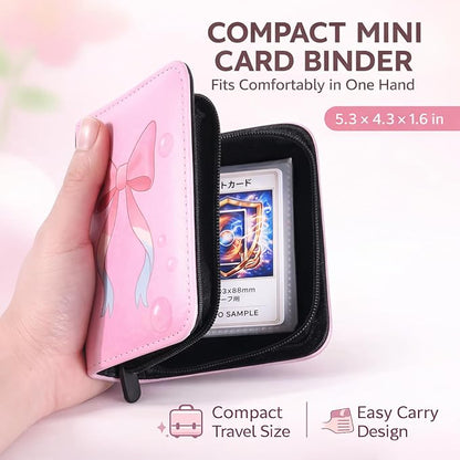 Mini Trading Card Binder Album, 1 Pocket Card Binder with 40 Pages 80 Pockets, Top Loading Small Card Binder for Trading Cards, Single Card Holder Book for TCG Sports,Game Cards, Card Storage Binder
