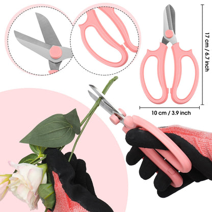 WILLBOND Gardening Gift Set for Women, Mother's Day Floral Arrangement Kit with Pruning Shears, Thorn Remover, Gloves and Floral Tape, Garden Tool Gift Kit for Mom, Wife, Garden Lovers(Pink)