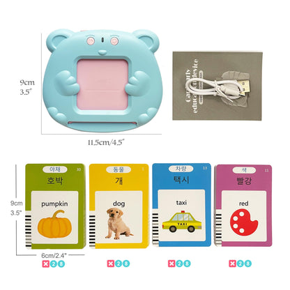Korean-English Talking Flash Cards for Kids 112 PCS, Learn Korean Alphabet, Words and Pronunciation, Korean Language Learning Toys for Beginners