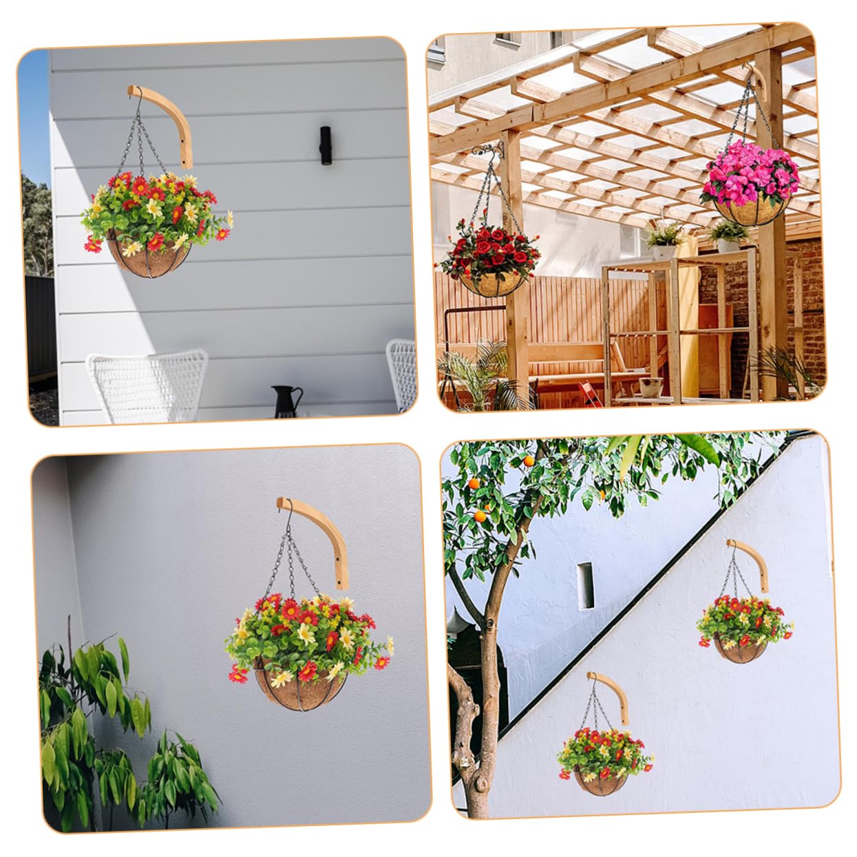 UKCOCO 2pcs Hanging Plant Holder Outdoor Indoor Plant Hanger Wooden Wall Hangers Ceiling