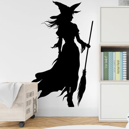 Halloween Wall Decals,Peel and Stick Halloween Theme Decor Stickers,Removable Vinyl Spooky Scary Face Wall Sticker for Holiday Party Decor. (Wicked Witch Silhouette Wall Decal)