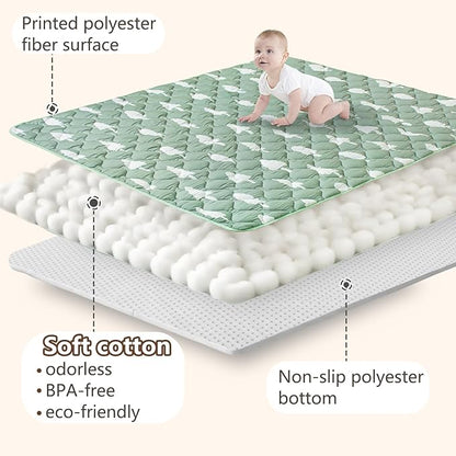 Baby Play Mats for Floor, 71”x59” Upgraded Thickness & Larger Super Soft Playmat for Babies and Toddlers, Foldable Washable, Upgrade Anti-Slip Crawling Mat for Playpen(Trees)
