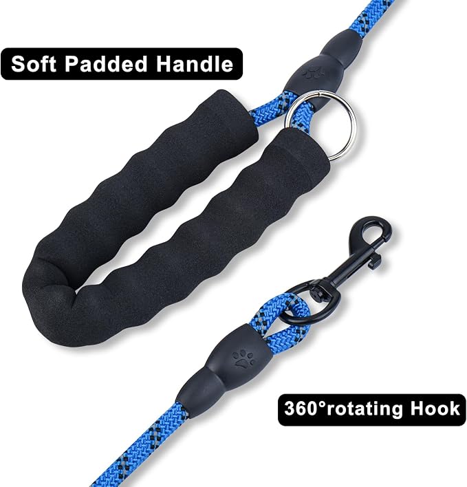 Dog Leash and Collar Set – 6 FT Strong Rope Leash with Padded Handle & Adjustable Nylon Collar Reflective for Small Medium Large Dogs (Orange, L)