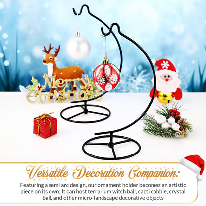 Baderke 4 Pack Ornament Display Stand, 10.43" Height Ornament Hanger, Air Plant Holder Terrariums Hanging Stand Crystal Witch Ball Hanging Hook for Christmas Wedding Home Office Decoration (Black)