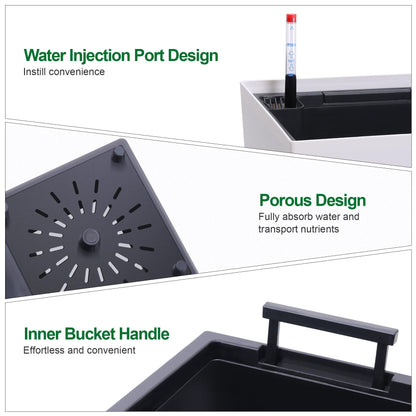 ActiveTrail 22.5" Tall Planters Set of 2 – High Front Porch Planter with Drainage Holes, Water Level Monitor, Inner Bucket – Ideal for Porch, Patio, Garden, Indoor & Outdoor
