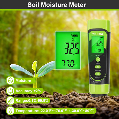 YINMIK Digital Soil Moisture Meter,Direct Soil EC Meter,3 in 1 Soil Hygrometer EC Indoor Plant Soil Moisture Meter for Water,House Plants,Great Hygrometer for Gardeners,Composters,Farmers,Nurseries