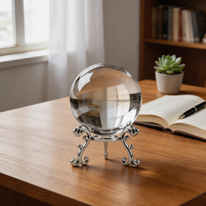 ZEERSHEE 3.9in Crystal Ball with Stand, Photography Prop for Decor