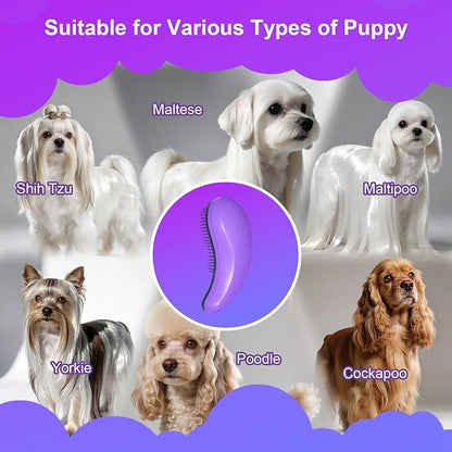 Small Dog Brush - Puppy Hair Brush- Grooming Tool for Teddy, Yorkies, Maltese, Shih Tzu, Chihuahua (Purple)