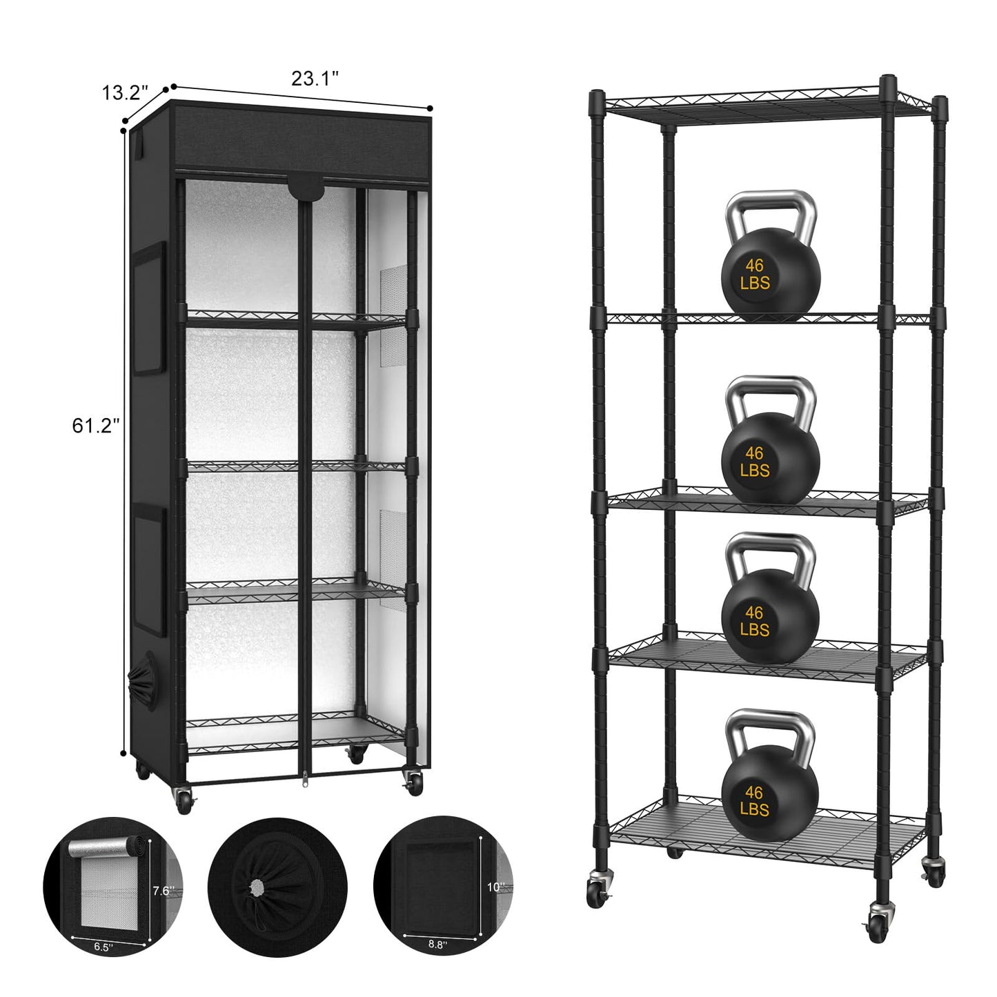 sagrynfp Small Greenhouse for Indoors, 5 Tier 23.1" L×13.2" W×61.2" H mini Greenhouse Outdoor, Indoor Adjustable Shelves