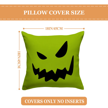 FARMNALL Halloween Decorations Pillow Covers 18x18, Set of 4 Throw Pillow Covers, Happy Halloween Sofa Bed Throw Cushion Cover Decoration (18" x 18")