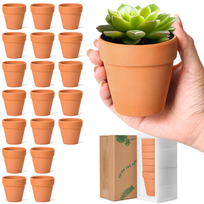 T4U Small Clay Pots for Crafts (20pcs): Mini Terracotta Pots 3 Inch with Drainage Holes, Terra Cotta Pots for Succulent Cactus Plants, DIY Mini Terracotta Pots, Idea Gifts for Party Decor
