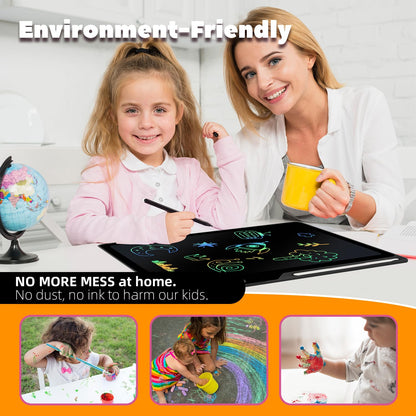 Kinayue LCD Writing Tablet for Kids, Rechargeable 21 Inch Doodle Board,Easter Basket Stuffers,Preschool Learning Toys Christmas Birthday Gift 3 4 5 6 7 Year Old Girls Boys (Black)