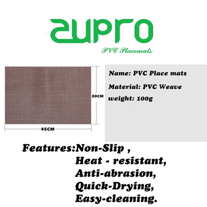 Zupro Placemats Set of 4 for Kitchen Dining Table Washable Braided Table Mats Heat-Resistant Placemats Non-Slip Woven PVC Vinyl Place Mats for Everyday use or Holidays Dinner BBQs 18"x12" (Hemp Blue)