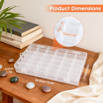 2 Pack Rock Collection Box, 36 Grids Rock Display Case with Adjustable Dividers, Clear Plastic Box Ideal for Rock Collection, Suitable for Crystal, Gemstone, Fossil, Seashells, Jewelry, Beads, Crafts