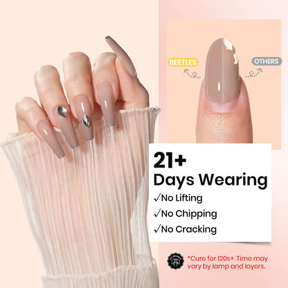 Beetles Hema Free Hard Gel for Nails,2.12 oz 9 in 1 Hard Gel for Nail Extension & Strengthening Broken Nail Repair with Flat Brush 100 Pcs Nail Forms UV LED Lamp Cured Salon Nail Technicians Women