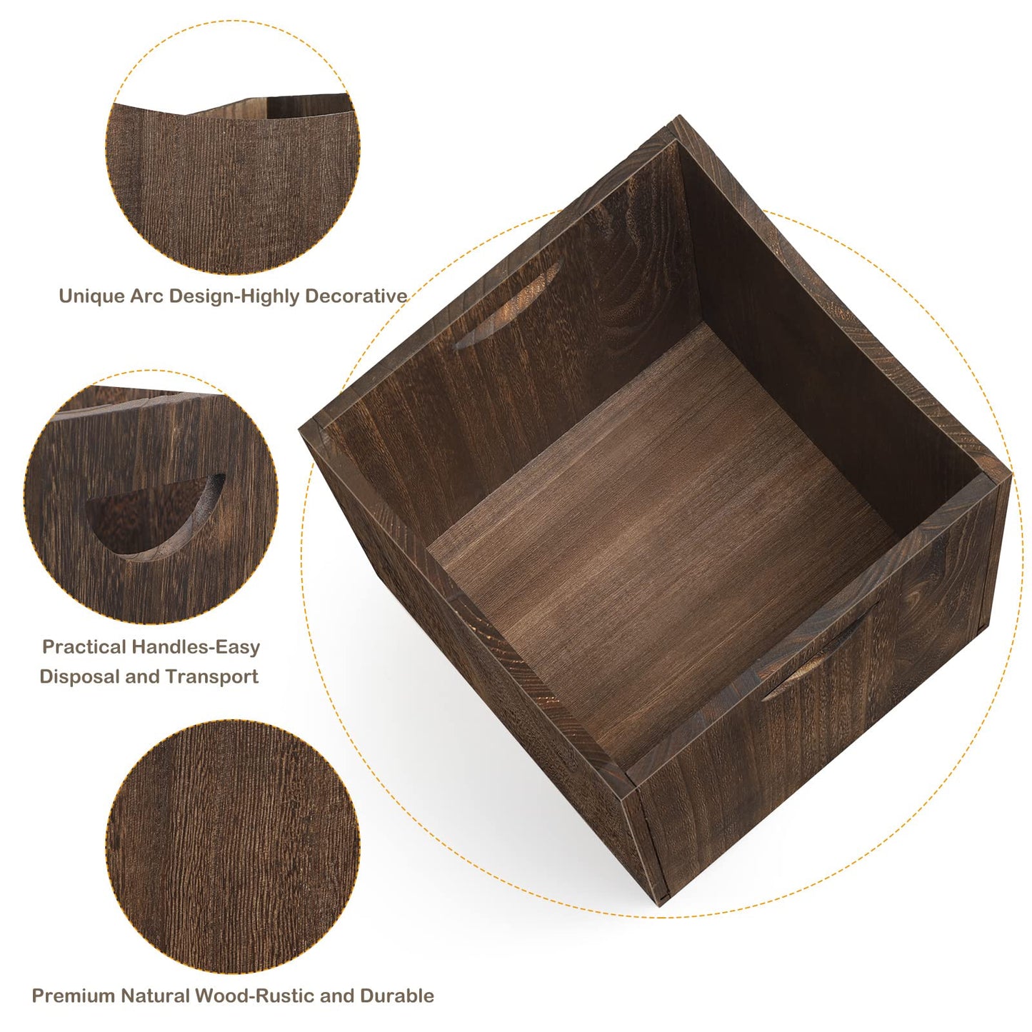 smusei Wood Trash Can 9.5 Gallon Waste Basket Bin Rustic Farmhouse Large Kitchen Garbage Can for Bedroom Living Room Bathroom Office, Rustic Brown