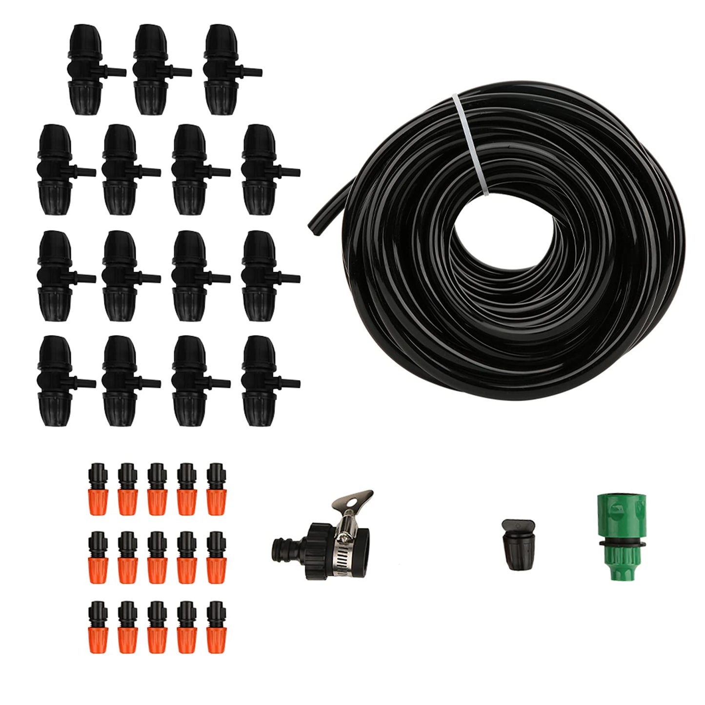 Automatic Plant Watering Systemswith 15m Drip Hose and Atomizing Nozzles for Efficient Home Gardening