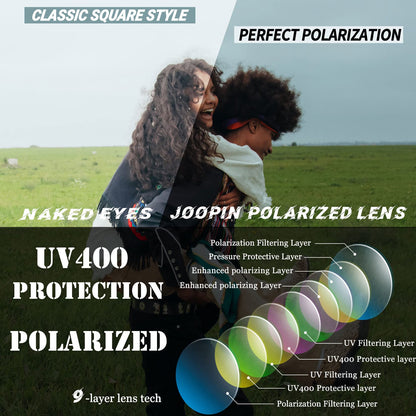 Joopin Oversized Square Sunglasses Polarized Sun Glasses UV Protection Clear Frame Shades for Women Men (All Pink + Blue + Purple)