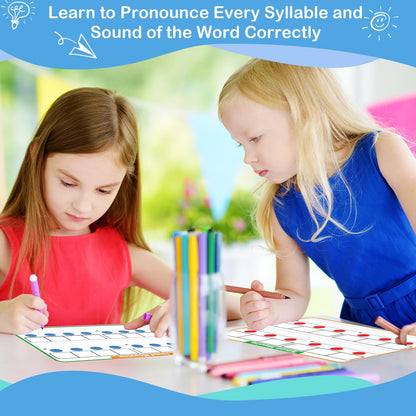Aizweb 12 Pack Elkonin Boxes Phonemic Awareness Boards,9" x 12" Syllable Dry Erase Whiteboard,Speech Therapy Material Phonics Games,Science Reading Manipulatives for Preschool,Pre-K&Kindergarten