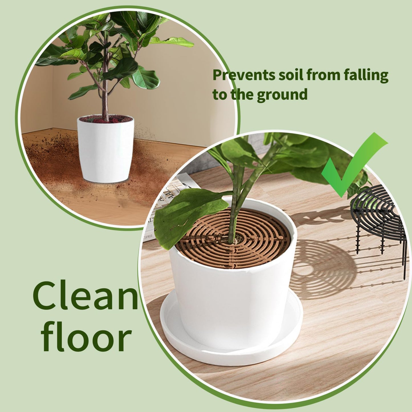 Fkereg 20.5 Inch Large Round Plant Pot Grid Cover, Cuttable Flower Pot Soil Covers Protectors from Animals, Dog Cat Digging Stopper with Deep Stakes for Indoor Outdoor Gardening (Coffee)