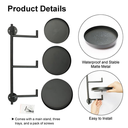 YFFSRJDJ Rotating Window Wall Plant Shelves Stand Holder, 3 Tiered Metal Floating Plant Shelf Hanger Indoor , Window Sill Gifts