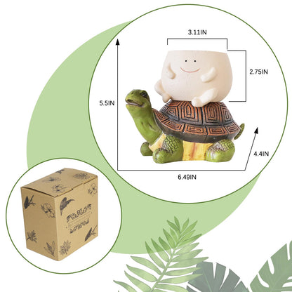 Pricetail Cute Turtle Succulents Planter Funny Smiley Face Split Design Turtle Planters for Indoor Outdoor Plants, Funky Flower Pot fro Small Succulent Plants, Gift Ideas for Mother, Christmas