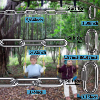 Stainless Steel Link Chain, 304 Stainless Steel Link Proof Coil Chain Heavy Duty Chains Hanging Safety Chain for Swing Plants Anti-Theft