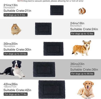 BVAGSS Reversible Dog Crate Pad, Memory Foam Pet Bed Mat, Soft Warm Machine Washable Sleeping Kennel Mattress for Small Medium Dogs XH079 (21''x13''x1.6'',Dark Grey)
