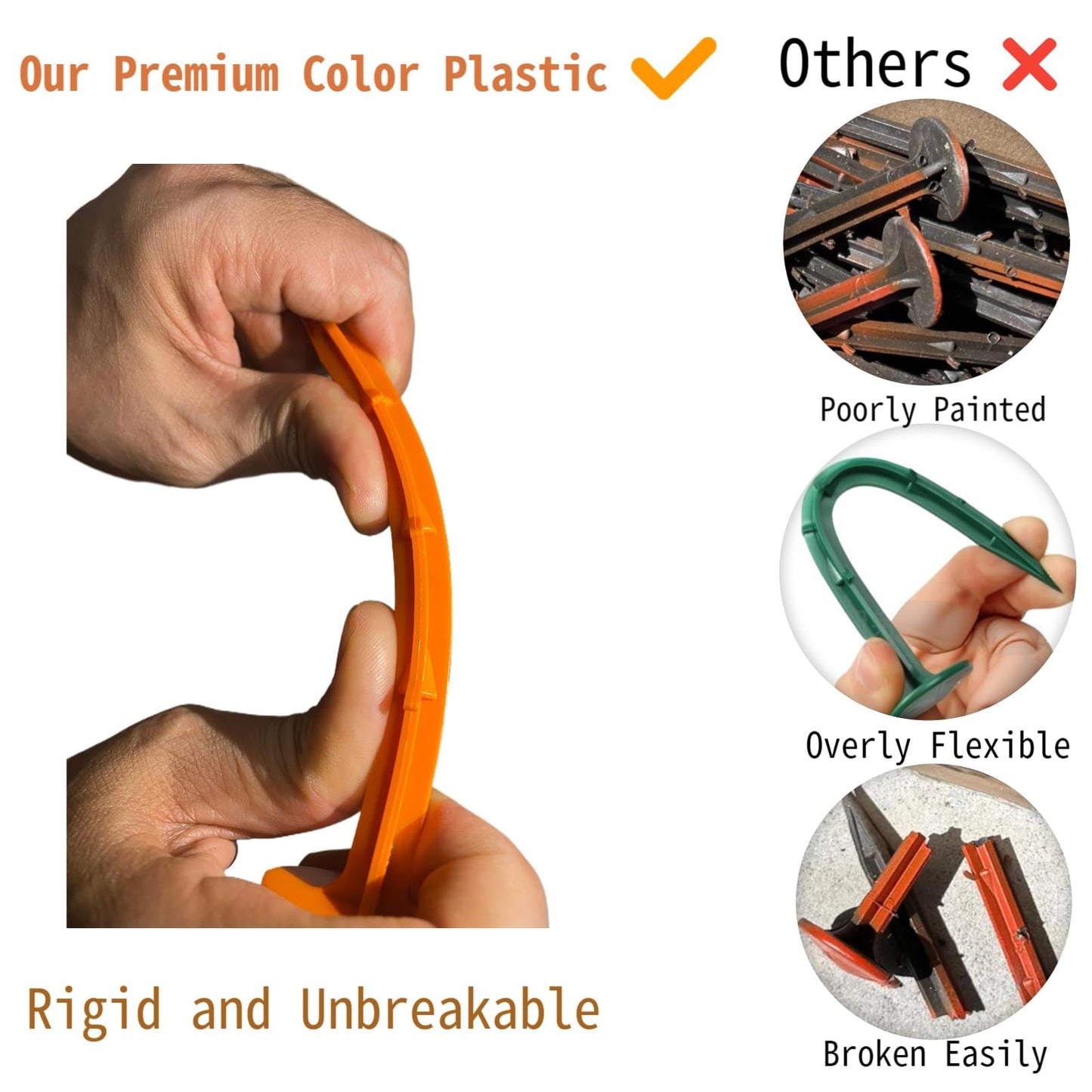 indiedouker Property Line Markers - Unbreakable 6.3" Barbed Stakes for Ground and Survey Use (Color Plastic, 40)