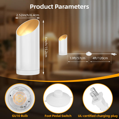 Ribgwo 2 Pack Uplighting Indoor Floor Can Lights,7W LED Up Lights with 3000K GU10 Bulbs, Spot Lights with 5.9 FT Plug Cord & Foot Switch,Ideal for Indoor Corners, Sofas, Plants, and Wall Art