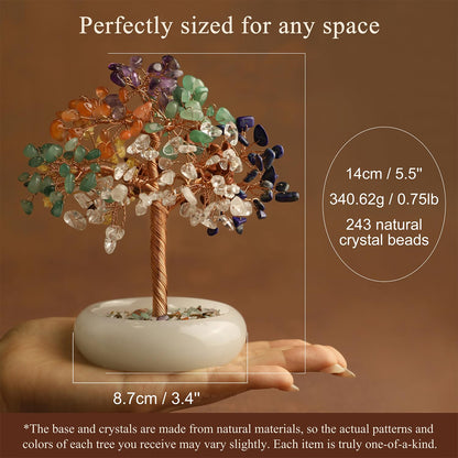 MAGIC AND MIRACLES Amethyst Crystal Tree of Life Chakra Healing, Bonsai Tree, Gemstone Tree, Home and Office Desk Decor for Positive Energy, Birthday Wedding Gifts