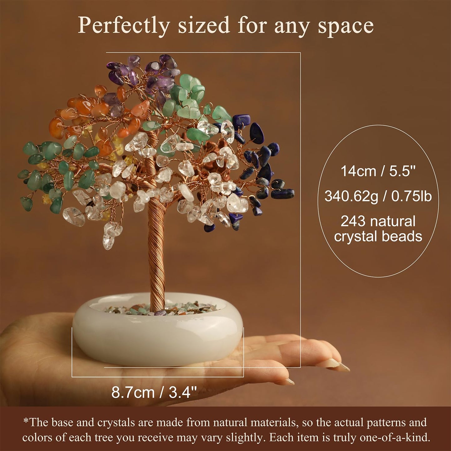 MAGIC AND MIRACLES Fluorite Crystal Tree Healing Gem for Office Decor Home Decor Meditation Money Tree Desk Chakra Energy Bonsai Gift for Women
