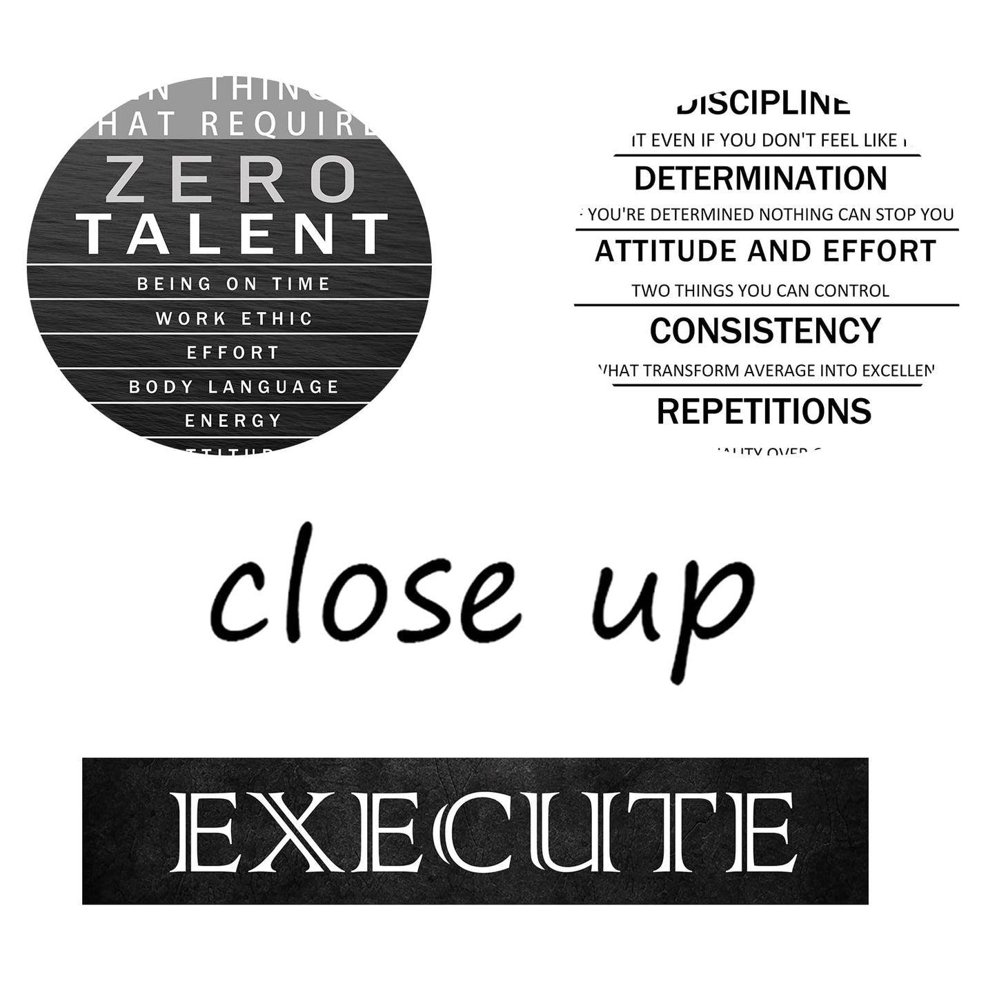Zero Talent Poster Motivational Office Quotes Wall Art Core Values Inspirational Wall Decor Canvas Print 3 Panel Picture Artwork for Living Room Bedroom Home Decor Framed Ready to Hang [48''Wx 24''H]