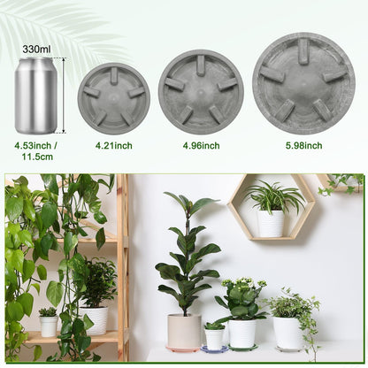 M METERXITY 2-Pack Plant Saucer, 3.74 Inch/9.5 cm Plastic Plant Trays Thicker for Pots/Indoor/Outdoor/Water Drainage and Protection, Flowerpot Drip Tray [Gray Veins]