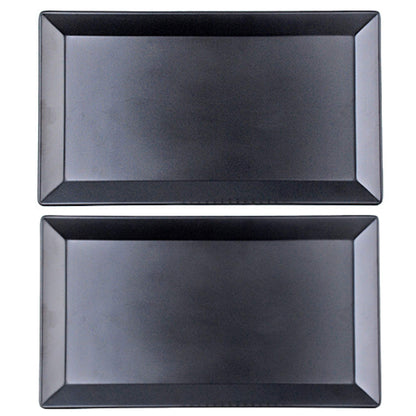 Needzo Melamine Black Rectangle Sushi Plate, Asian Appetizer Dish, Japanese Cuisine Dinnerware, 11 1/4 X 6 1/2 Inches, Set of 2