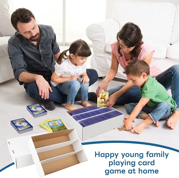 6 Pack Trading Card Storage Box, 2340 Count Card Storage Box White Sports Cards Storage Box Card Organizer Box Bulk Cardboard Card Storage Trading Card Box for Organizing Soccer Basketball Game Cards