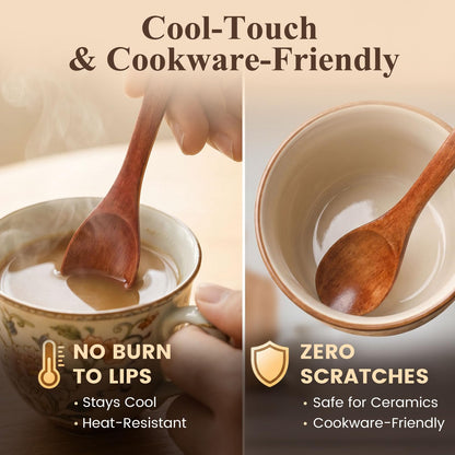 HANSGO 12PCS Small Wooden Spoons, 5 Inches Honey Spoon for Tea Coffee Jam Bath Sugar Salts Spices Condiment, Kitchen Stocking Stuffers (Dark Brown)