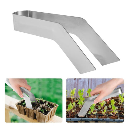 Fabater Seedling Transplant Tongs, 7.1 Inch Stainless Steel Seedling Starters Remove Tongs, Seedling Transplanting Tool, Gardening Plants Transplant Tongs Easily Reduces Root Damage (S)