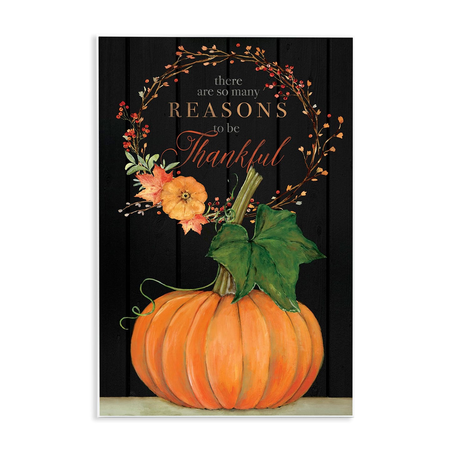 Stupell Industries 'Reasons to Be Thankful Pumpkin', Wall Plaque Art, 10 x 15 Inches, Easy to Hang and Sturdy, Made in USA, by Stephanie Workman Marrott